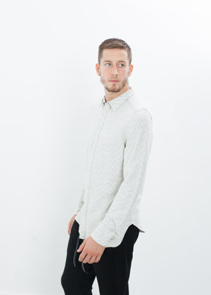 Kasuri Jersey Button-Up in Ivory/Black