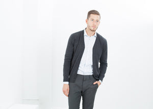 Hidden Placket Cardigan in Charcoal